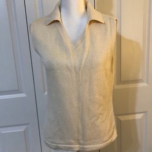 Liz Claiborne Liz Sport Off White/Cream Sleeveless V-Neck Sweater Pullover SZ M